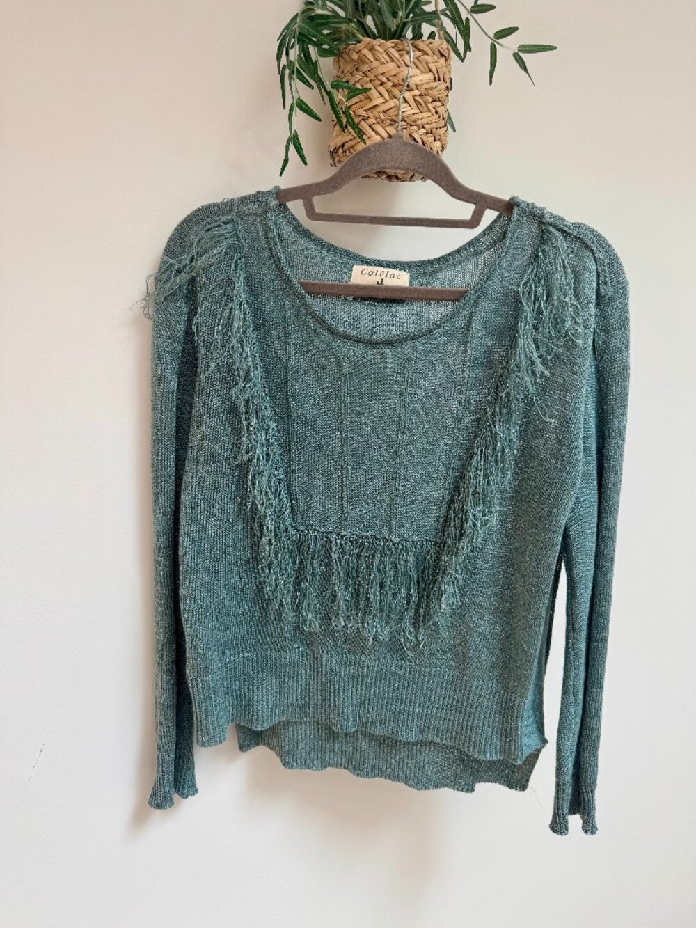 Cotelac Linen Summer Sweater, Size 1, Sparkly Teal Color